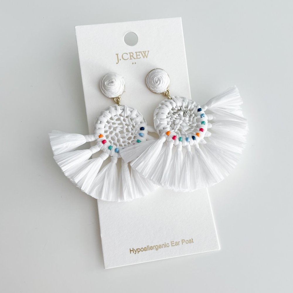 J. Crew Factory Fan Statement Earrings (White) - Picture 3 of 3